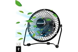 BEESTAR 4 Inch Mini Fan with Metal Construction,Powerful USB Powered,360° Rotation desk Personal Cooling Usb fans small quiet for Home Office Bedroom