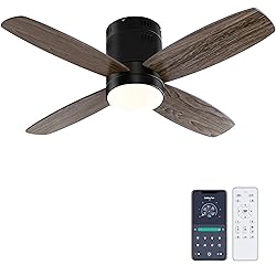 Ohniyou Ceiling Fan with Lights - 38'' Small Flush