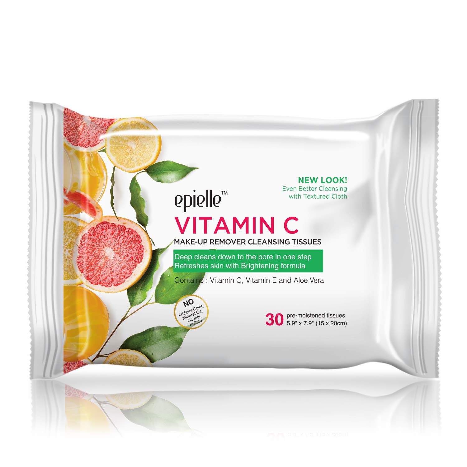 Epielle New Make-Up Remover Cleansing Tissues, 30 Count (Assorted 6 Pack) 1-Vitamin C, 1-Collagen & Vitamin E, 1-Aloe Vera, 1-Cucumber, 1-Green Tea, 1-Argan Oil: Beauty