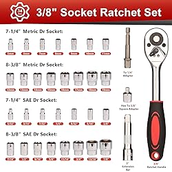 Egofine 34 Pieces 3/8 inch Drive Socket Ratchet
