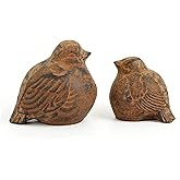 Sungmor Cast Iron Bird Statue, Vintage Animal Collection Figurines, Home Office Table Decor, Paperweight, Doorstop, Garden Lawn Cute Ornament, Rust Finish