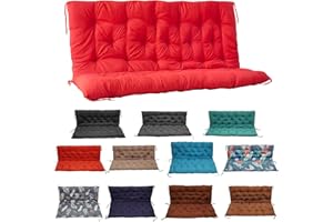 YIMORIA Porch Swing Cushion, Swing Cushions for Outdoor Furniture with Backrest, 2-3 Seater Thickened Outdoor Swing Cushions for Porch, Patio, Outdoor and Garden (Red,60 * 40 in)