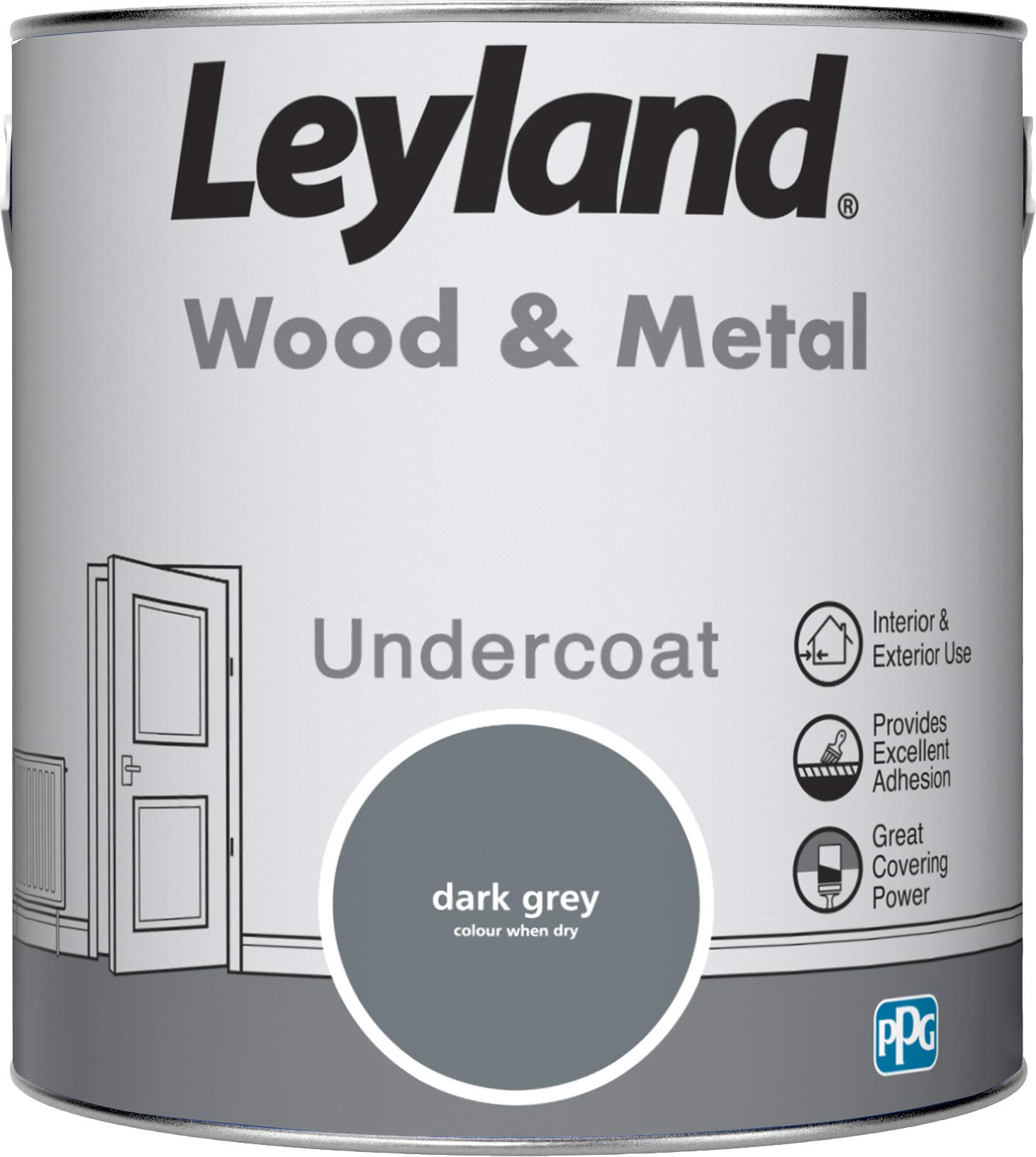 Leyland 423451 Wood & Metal Undercoat, Dark Grey, 2.5 L