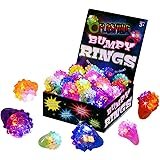 Kangaroo's Flashing LED Light Up Toys, Glow In The Dark Bumpy Rings, 18-Pack