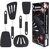 Silicone Spatulas for Nonstick Cookware, GEEKHOM 600F Heat Resistant Extra Large and Wide Flexible Spatulas Rubber Turners, K