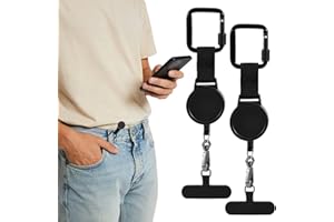 Penitue 2pcs Anti-Theft Retractable Phone Tether Lanyard, Lockable Carabiner Clip and 65cm/25.6in Steel Strap Leash Anti-Drop