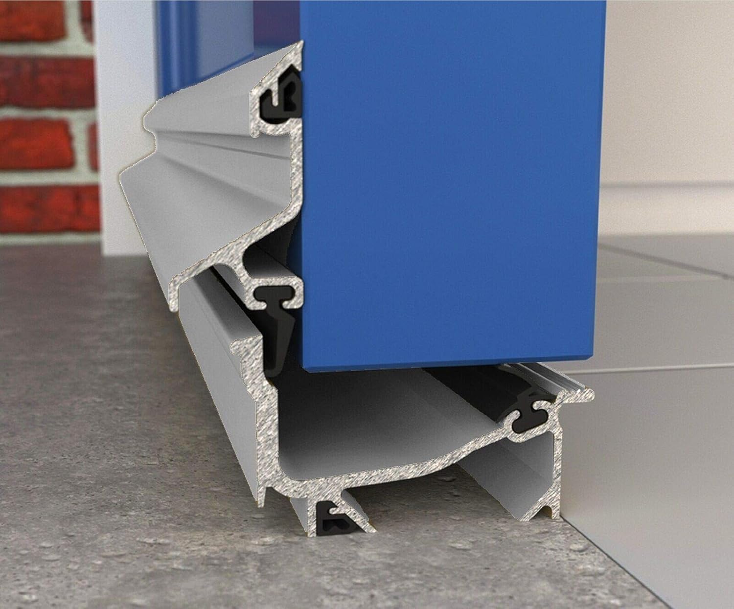 Exitex Weatherten Bar 914mm (36") - Inward Opening Door Weather Bar Draught Excluder, Aluminium, Full Kit with Screws, Plugs & Safety End Caps (Mill)