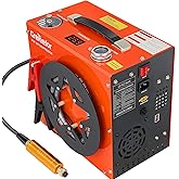 PCP Air Compressor, Max 5800 PSI / 40 MPa, 350W Motor, Water & Fans Cooling, Dual Set-Point Auto-Stop Gauge, 12V DC or 110V/220V AC Portable PCP Pump for Paintball Tanks, Airguns & Air Rifles