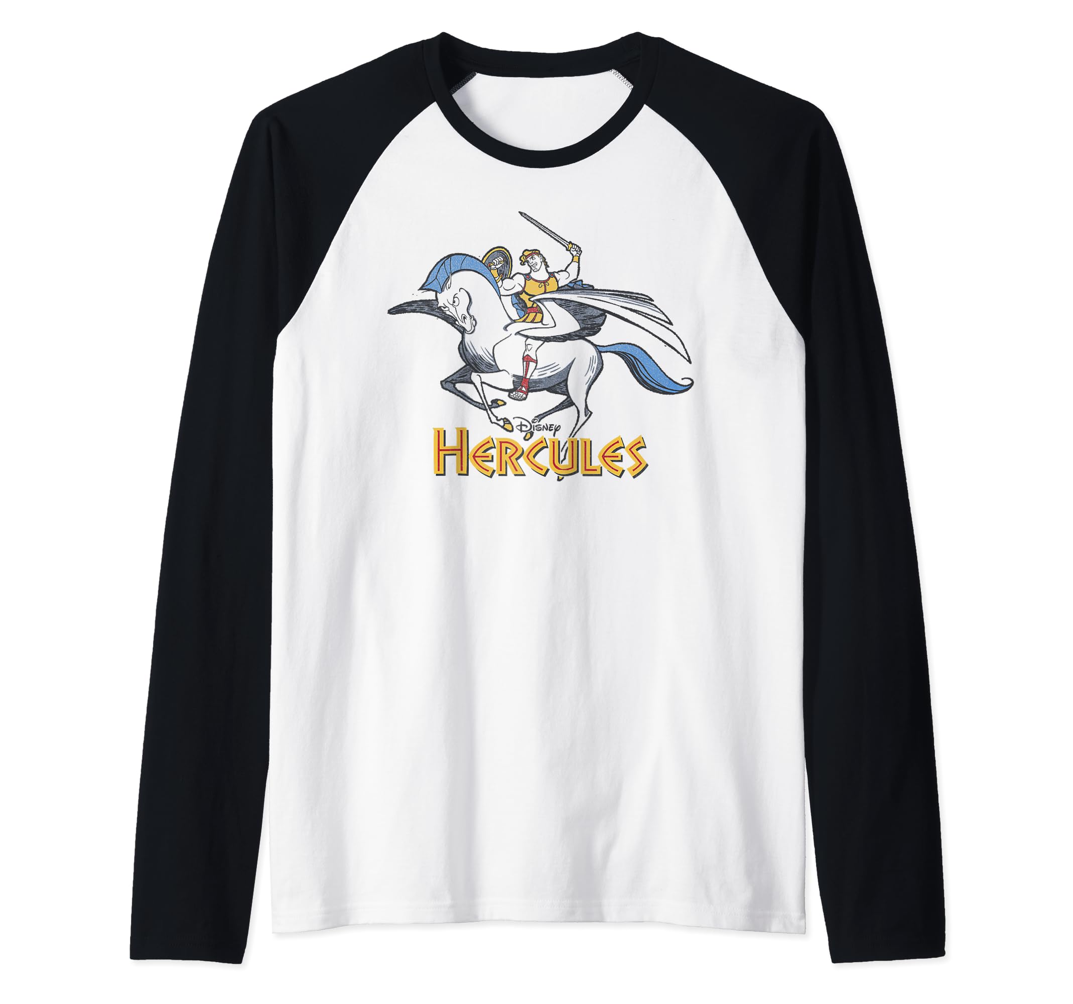 Disney Hercules Distressed Riding Pegasus Raglan Baseball Tee