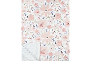 Baby Blanket Double Layer Bedding Flannel Fleece Minky Blankets with Dotted Backing (Pink Floral)