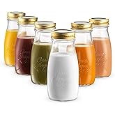 Bormioli Rocco Quattro Stagioni, Set Of 6, Glass Canning Mason Jars And Drinking Bottles, 13.5 Oz. With Gold Metal Airtight L