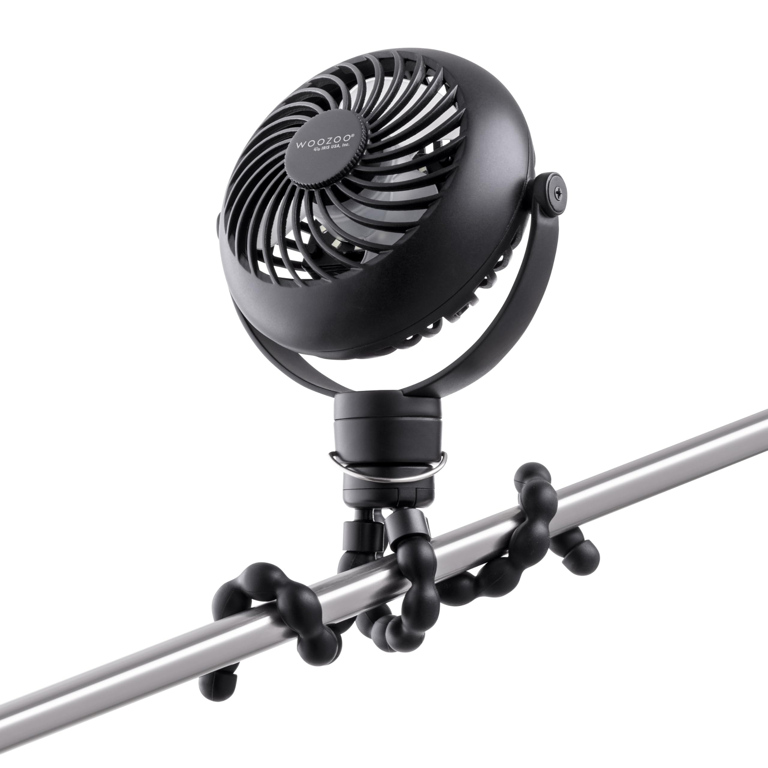 Photo 1 of IRIS USA WOOZOO 3.5" Cordless Portable Personal Fan with Flexible Tripod Stand, 10-Hour Runtime, 360° Tilt, 3 Speeds, LED Light, Mosquito Repellent Tray, USB-C Charging, for Indoor/Outdoor Use, Black