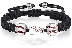 XOYOYZU Baseball Number Bracelets for Men Athletes Jersey Number Bracelet Handmade Braided Adjustable Bracelets Personalized Baseball Gifts for Men