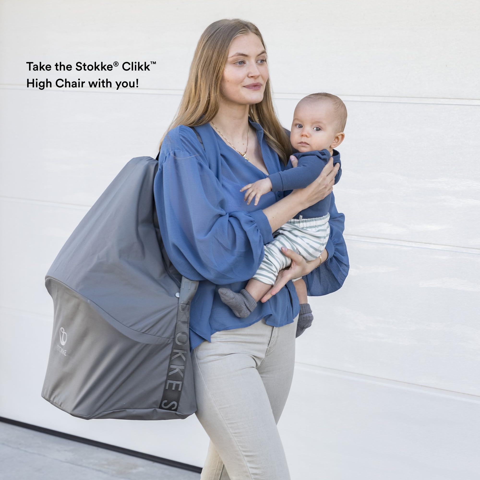 Stokke Clikk High Chair Travel Bag, Grey - Essential for Travel & Storage - Compatible with Stokke Clikk High Chair - 100% Polyester - Convenient, Spacious Interior with Hands-Free Carry Handle