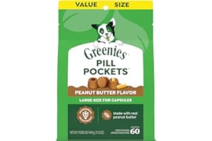 Greenies Pill Pockets for Dogs Large Size, Dog Treat Pouch for Capsule Medication, Peanut Butter Flavor, 15.8 oz. Pouch