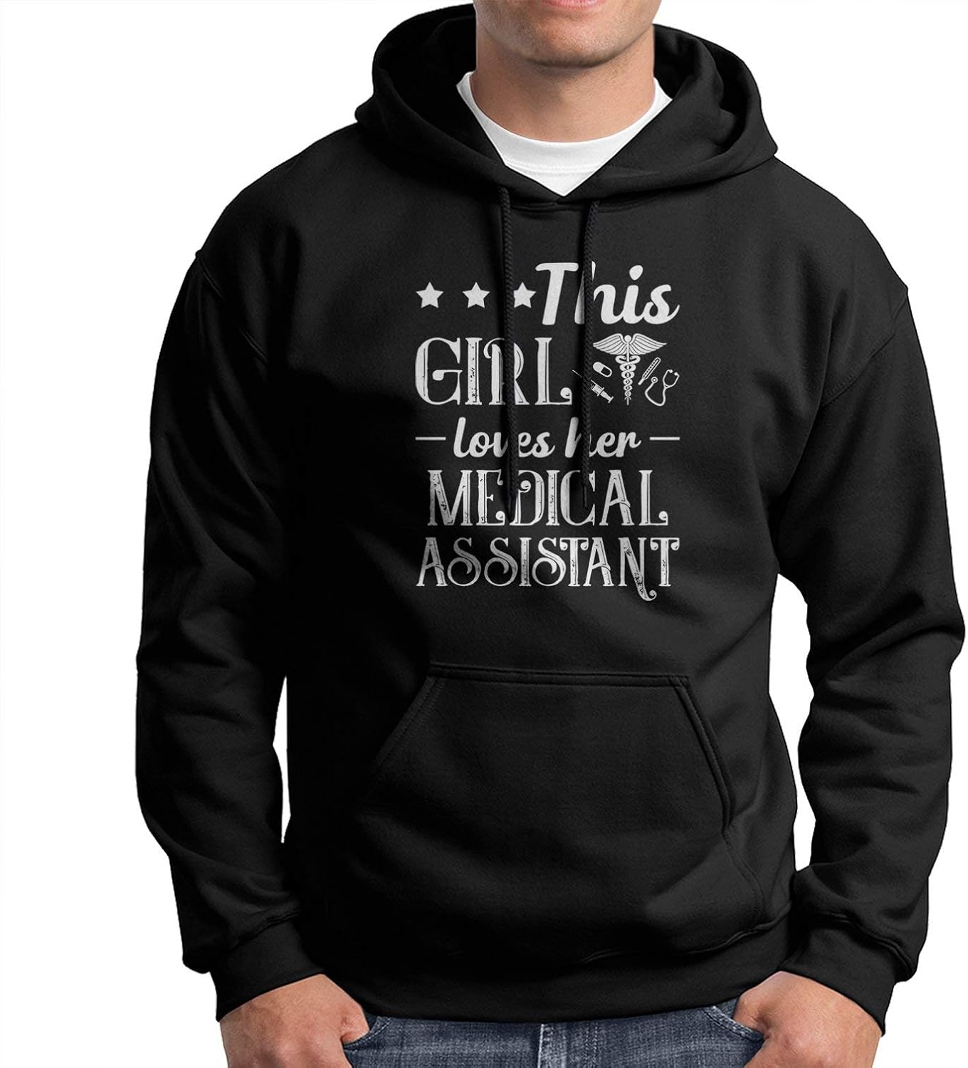 LightPink This Girl Loves Her Medical Assistant Long Sleeve Hoodie