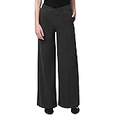 HUE Womens Pull on Wide Leg Comfort Knit Pants Crossover High Waist, Dress Casual Flare Leg Pants