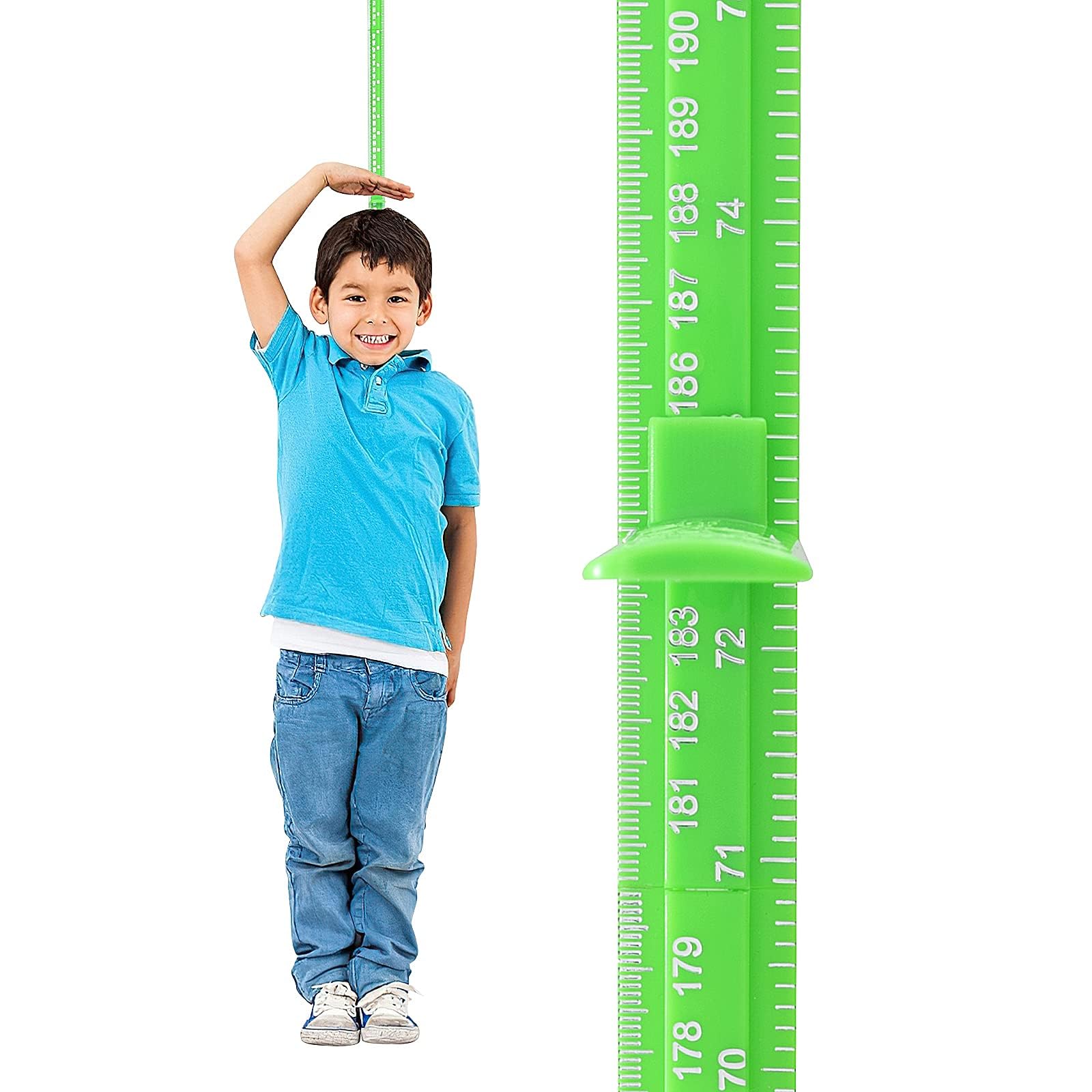 Photo 1 of EASYXQ Height Measurement for Wall, Children Height Ruler, 3D Removable Growth Chart, Splicing Sliding Measuring Ruler for Kids and Nursery 79 inch (Green)