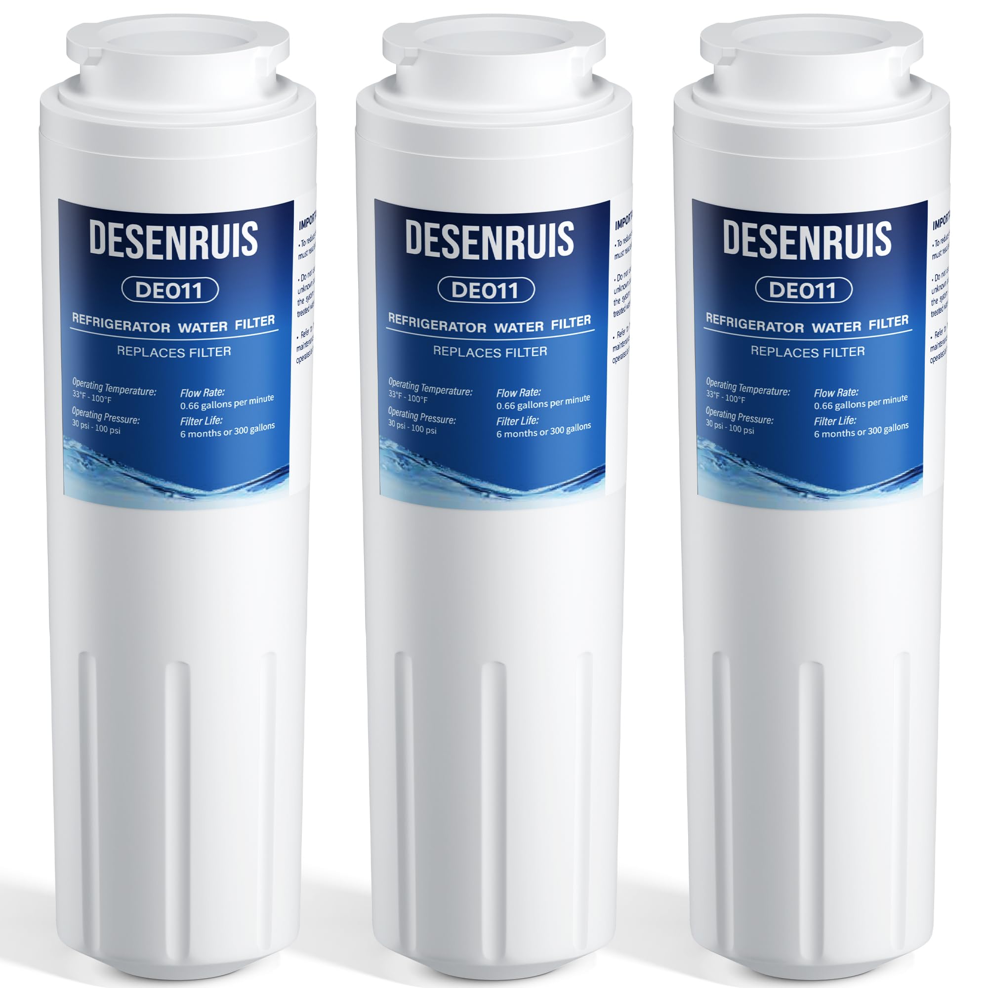 Photo 1 of UKF8001 Replacement Compatible with Filter 4, EDR4RXD1, 4396395, UKF8001AXX, UKF8001AXX-200, UKF8001AXX-750, PURICLEAN II, Reduces 99% Chromium, Lead, PFOA and PFOS, 3 Pack, By DESENRUIS