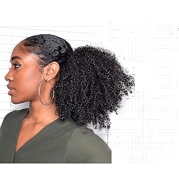 Amazon Com Synthetic Afro Wig Curly Ponytail Fluffy Puff