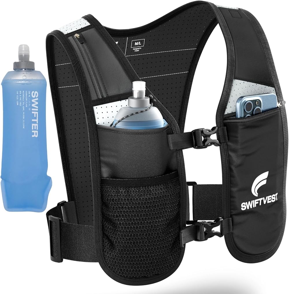 SWIFTVEST Running Vest for Women Men with 500ml Soft Flask Hydration Vest