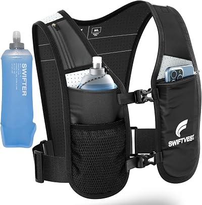 SWIFTVEST Running Vest for Women Men with 500ml Soft Flask Hydration Vest