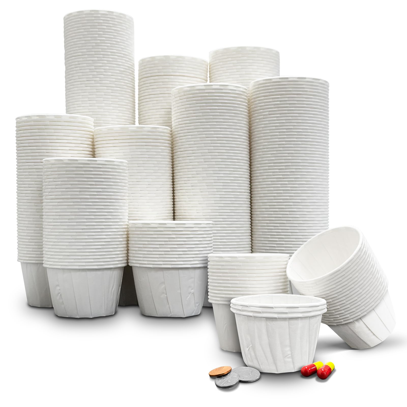 RE-GEN 500 Pack Wax Paper Multi-Purpose Cups 92ml 3.5Oz Large Capacity | Fluid Resistant Waxed Lined Pots | Ideal for Medication, Home, Kitchen, Arts & Crafts, DIY, Sauce, Ramekin, Soufflé