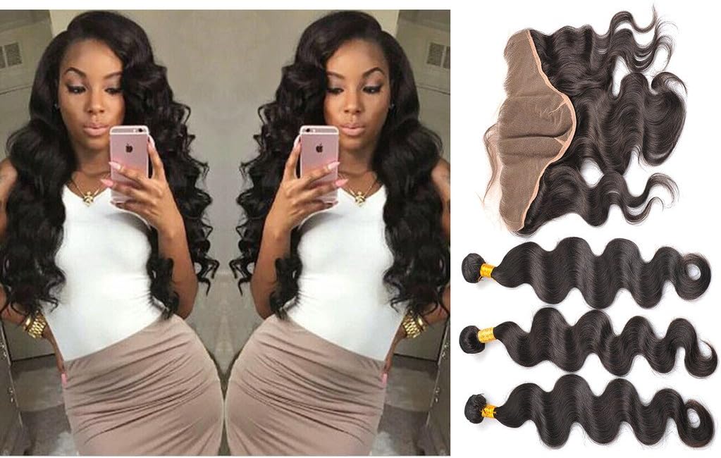 100 Unprocessed Brazilian Virgin Hair Bundles With Frontal Lace Closure 13x6 Body Wave 9A Grade Remy Human Hair Weave Extensions -30 30 30+20 inch