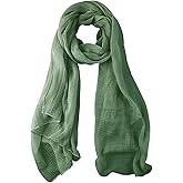 Belsen Summer Cotton Blend Crinkle Lightweight Soft Scarf Shawl Wrap 65 × 30 inch