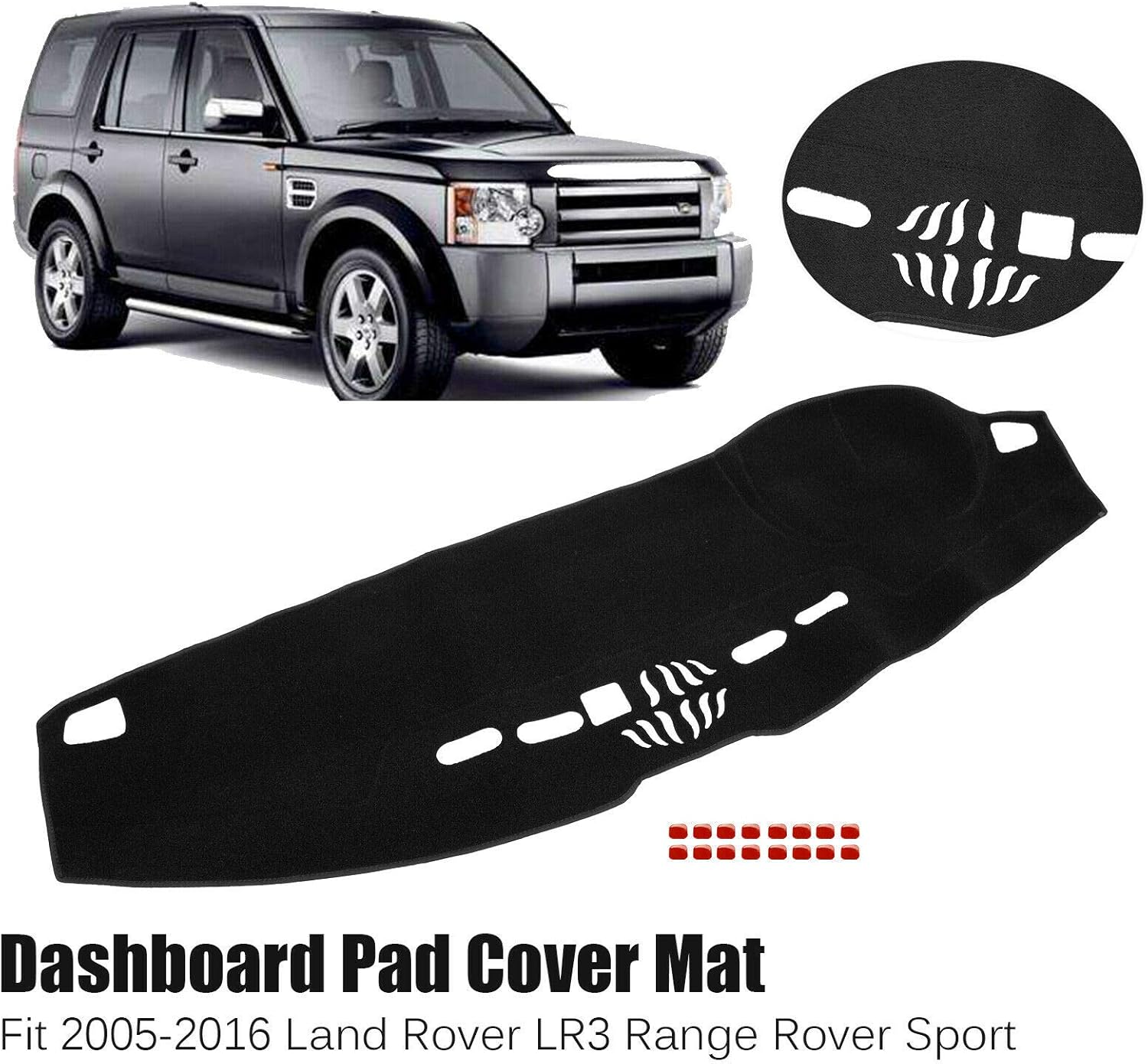 BLACKHORSE-RACING Dash Cover Mat Dashmat Dashboard for 2005-2016 Land Rover LR3 Range Rover Sport