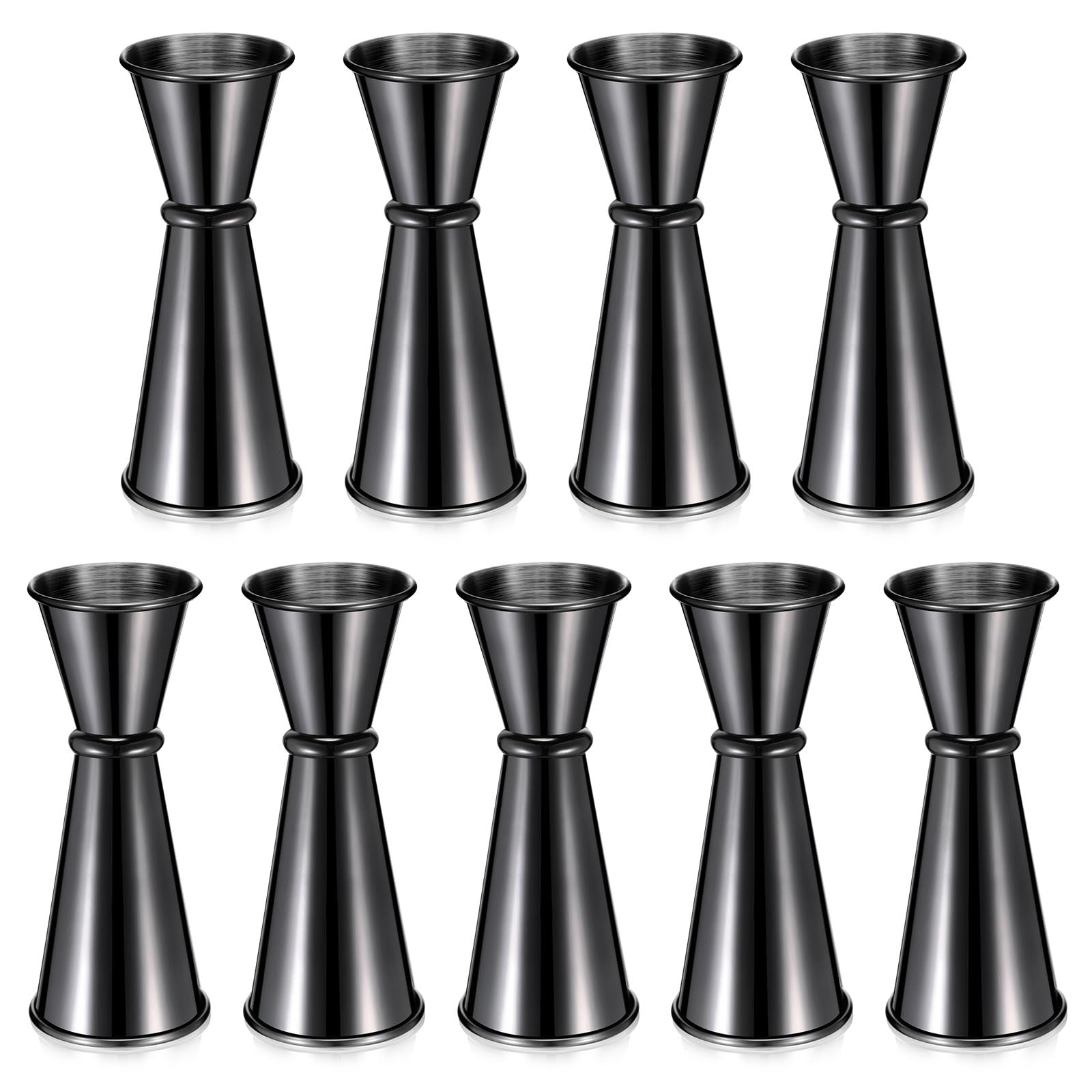 Photo 1 of 9 Pieces Jigger for Bartending Cocktail 2 oz 1 oz 304 Stainless Steel Glass Measuring Cup Shot Measure Cup Double Japanese Jigger for Bartender Bar Supplies(Black)