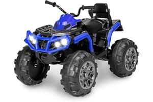 HEIMILI 24V Battery Powered Kids Electric ATV, Electric Ride On Car with Bluetooth, MP3, LED Headlights, Electric Car for Kids 3+ Years Old (24V, Blue)