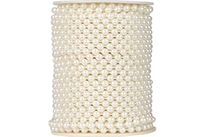 ZPEXRV 82 Feet Crafts Faux Pearl Roll 6mm Pearl Garland for Wedding Centerpiece Backdrop Christmas Tree and Flowers Decoration DIY (Ivory)