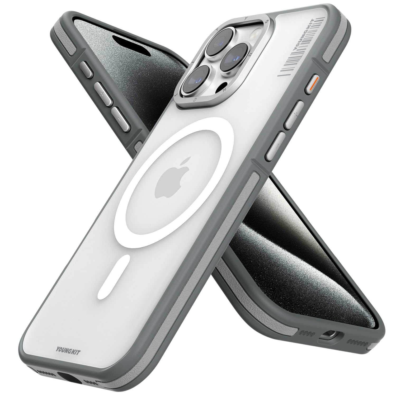 YOUNGKIT Cover for Phone 16 Pro, Suitable for MagSafe, Ultra Thin Magnetic Silicone Case, Fingerprint and Scratch Resistant, 16 Pro Titanium Phone Cover, Matt Grey