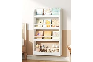 Kids Bookshelf, 23.6 Inch Wall Mounted Bookshelf, 4-Tier Nursery Book Shelves, Book Shelf for Kids Room, Bedroom, Living Room
