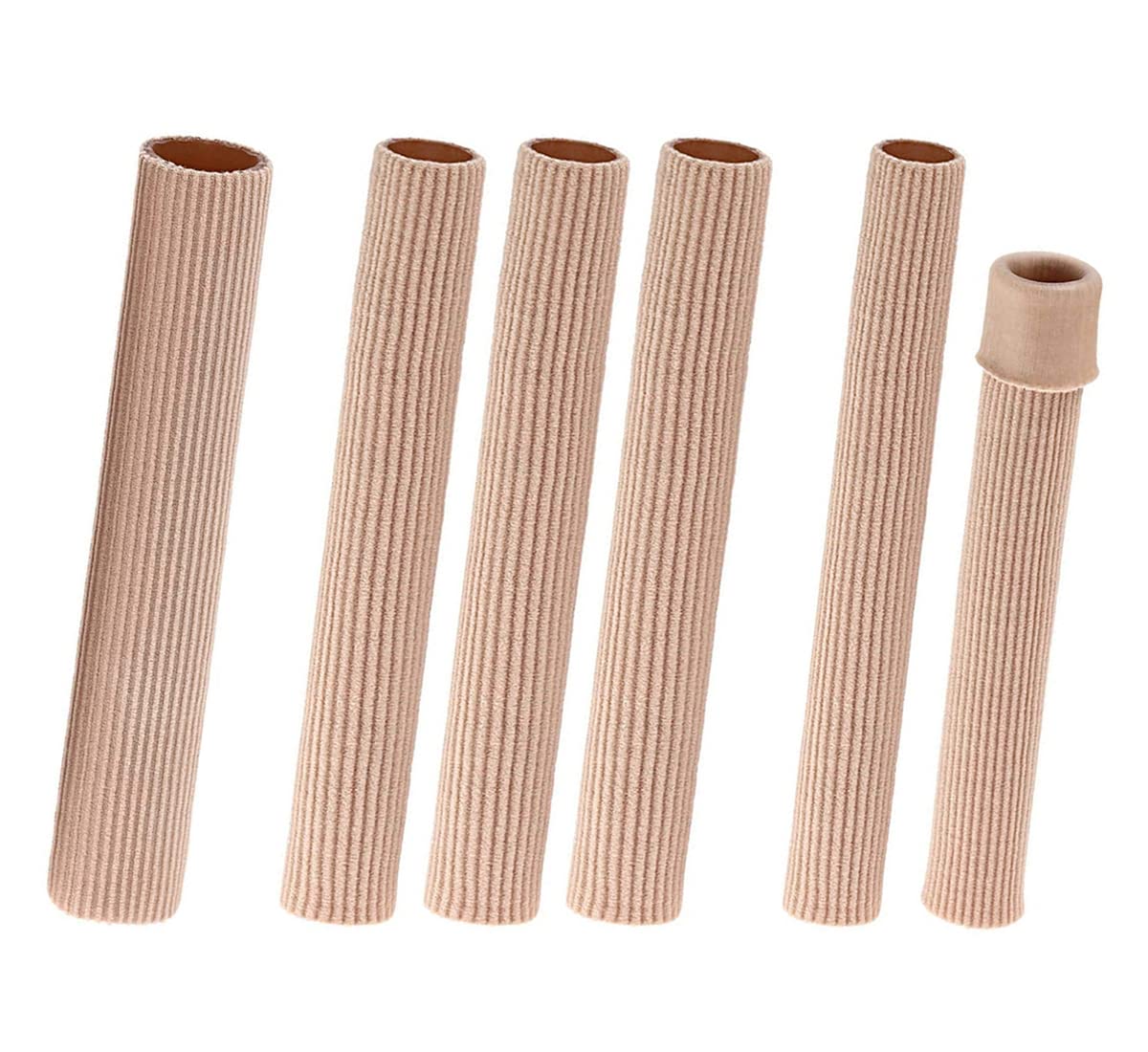 Toe Protectors, 6 Pcs Cuttable Toe Protector Tube, Elastic Fabric Lined with Silicone Soft Toe Separators for Corn Removal, Blister Prevention, Relief Calluse, Finger Support for Arthritis, 3 Sizes