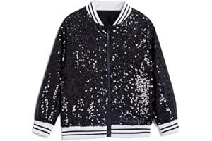 CHENBAO Girls Sequin Jackets Kids Boys Bomber Jacket Zip Up Coat Sparkle Outwear Birthday Clothes