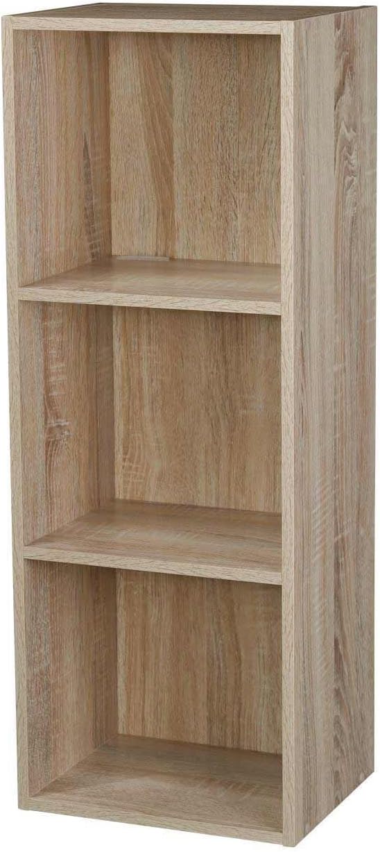 Wood Bookcase - 3 Tier Shelving Unit (or 2 or 4) - Wooden Bookshelves - Stackable - Freestanding 30 x 23.5 x 79.5cm Antique Oak