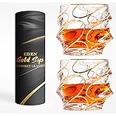 EdensDECOR Whiskey Glasses Gift Set (24k Gold Plated) Unique Luxury Gift For Men, Liquor Tumber, Bourbon, Scotch, Dad, Husbands