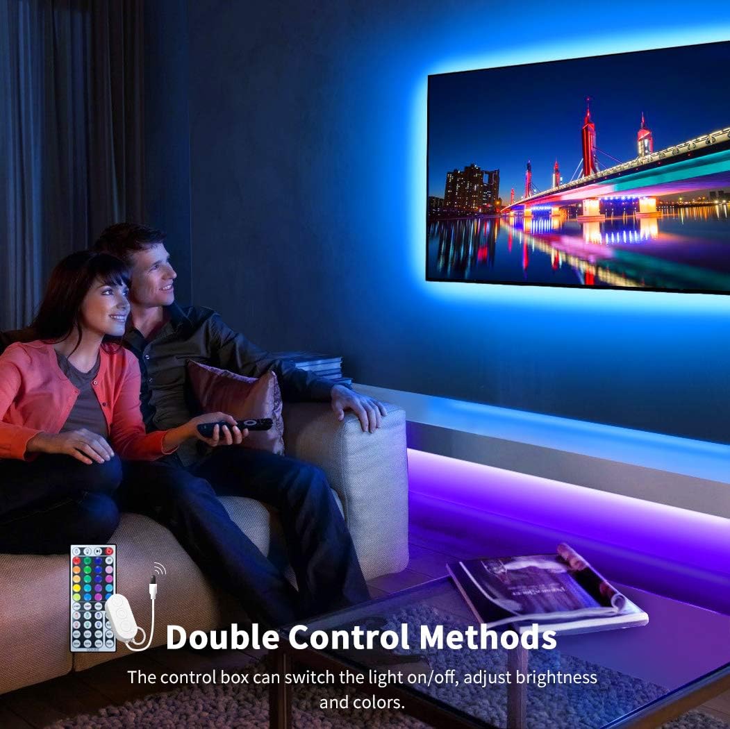 LED Strip Lights, Govee 32.8ft RGB Colored Rope Light Strip Kit with Remote and Control Box for Room, Ceiling, Bedroom, Cupboard Lighting with Bright 5050 LED, Strong 3M Adhesive Cutting Design (2X5m): Home Improvement