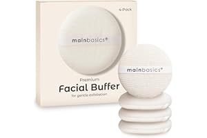 MainBasics Face Scrubber Exfoliator Pads (4-Pack) - Exfoliating Facial Cleansing Buffing Sponge