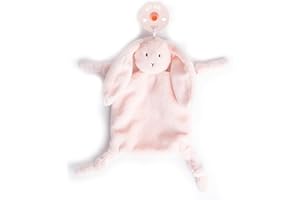 Pacifier Holder with Detachable Pacifier by Bella Tunno, Soft Animal Lovey Snuggle Toy Attaches to Teethers, Baby Gift for Newborn Boys and Girls, Babies 0+ Months, Bunny