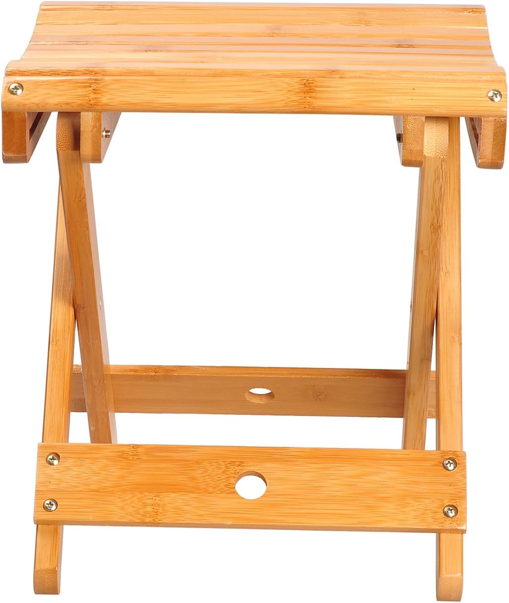 Ecrocy Bamboo Folding Stool for Shaving & Shower Foot Rest - Fully Assembled - 12" Height: Furniture & Decor