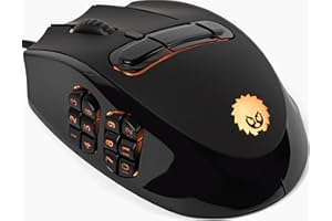 MMO and MOBA Gaming Mouse with 23 Programmable Buttons, 16000 DPI Optical Sensor, Onboard Memory, Spring-Loaded Base, Interch