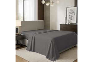 TEXAS LINEN CO. 100% Organic Cotton Percale Flat Sheet King Size - 1 PC Flat Sheet, Dark Grey - Crisp, Cool and Strong Bed Linen, Top Sheets for Hot Sleepers, Luxury Breathable GOTS Certified Sheets