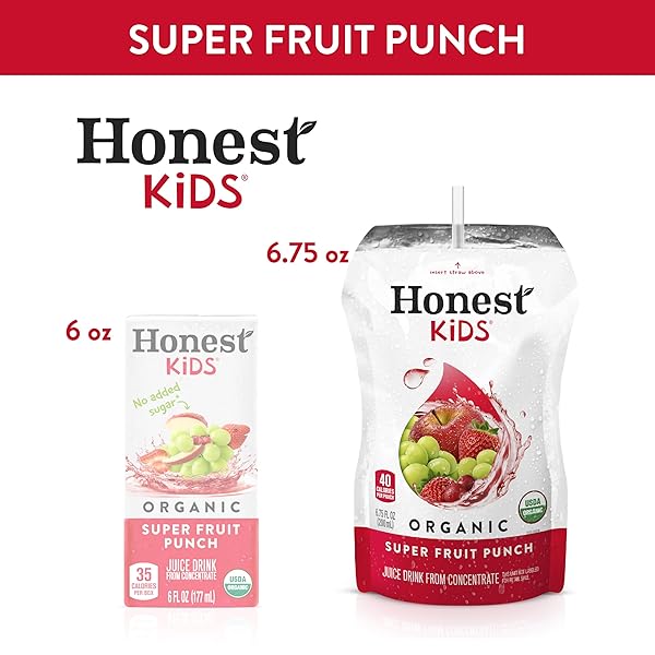 HONEST KIDS, ORGANIC SUPER FRUIT PUNCH, 6.75 FL OZ POUCHES, 8 PACK
