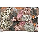 Floral Clutch Purses for Women Summer Embroidery Purses Sequin Unique Beaded Evening Bag Wedding Beach Colorful