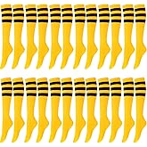 Hercicy 12 Pairs Knee High Tube Socks for Women Colorful Striped Athletic Socks for Baseball Softball Football Soccer Sport