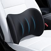 Wigoo 2026 Lumbar Support Pillow for Car [Ergonomic Design, Pressure Relief] Back Cushion for Driving Seat, Back Support Pillow for Car-Office Chair, Fits All Vehicles (Black 1-Pack)