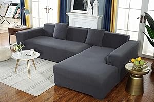 HELWYTH STANDARD Couch Covers L Shaped Sectional,Sectional Sofa L Shape,Purefit Super Stretch Sofa Slipcover,Thick Couch Covers for 1 2 3 4 Seater, Sectional Sofa L Shape (Dark Gray, 2 Seater)